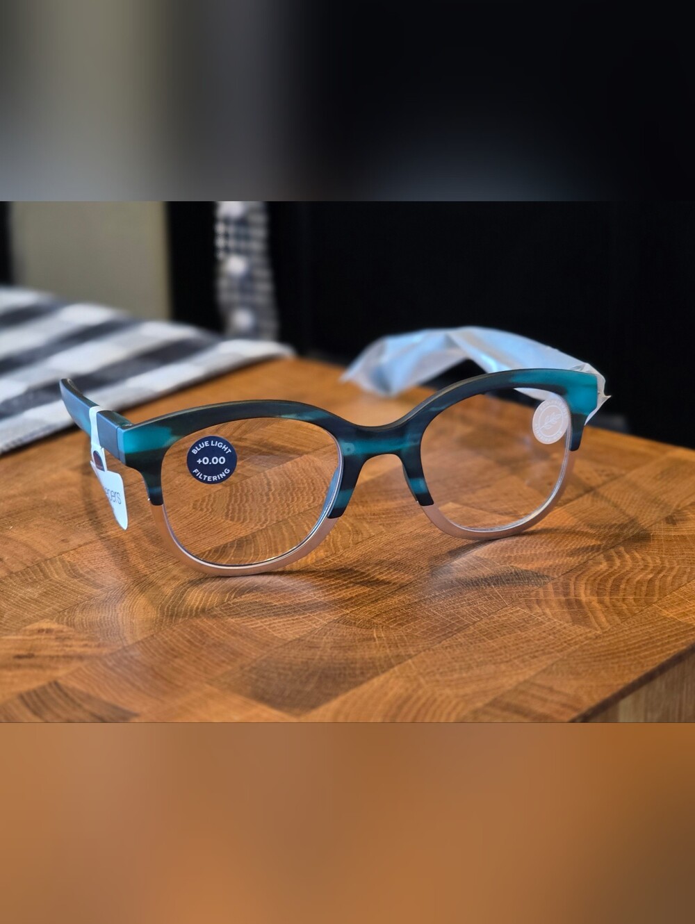 Peepers Georgia Blue Horn Gold Blue Light Glasses - Non-Powered